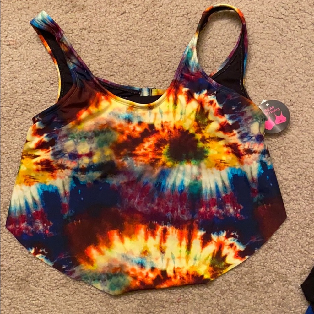 NWT! Tie Dye duel swim suit top